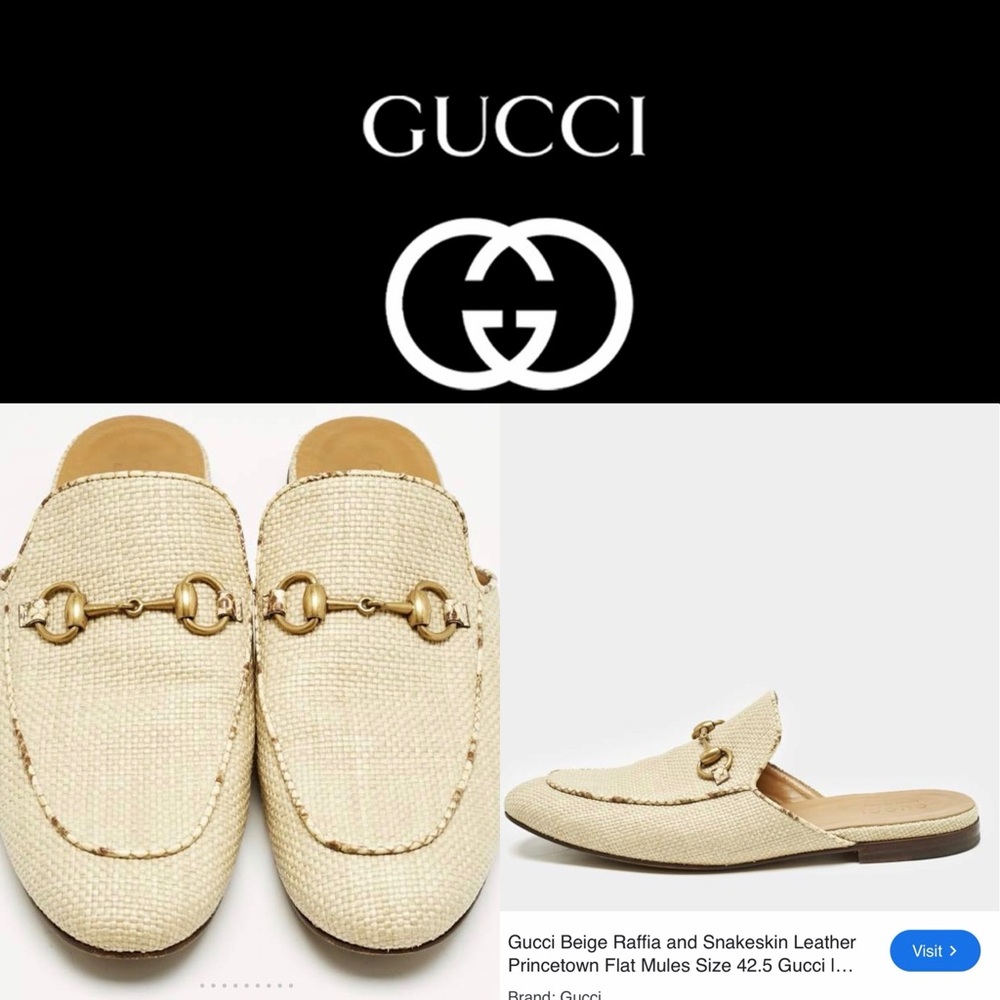 New💕Gucci Cream Raffia Men's Loafers